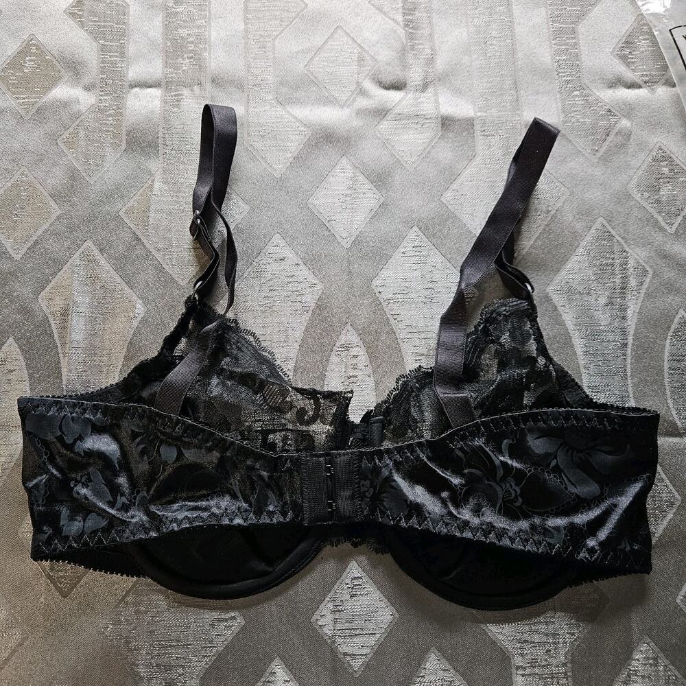 Fruit of the Loom Bra #4402 Delustre 38C Satin Lace Underwire 90's VTG Black - Picture 3 of 6